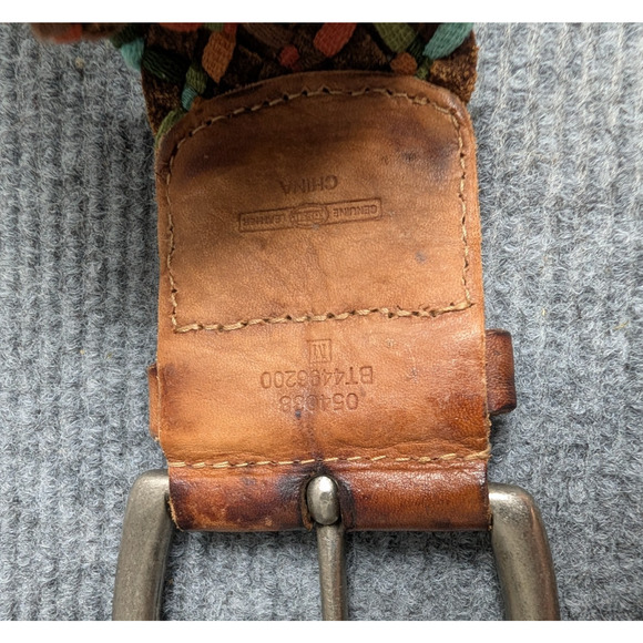 Fossil Woven Belt Women M Y2K Leather Boho Vintage Festival Wide Hip Big Buckle - Picture 3 of 3